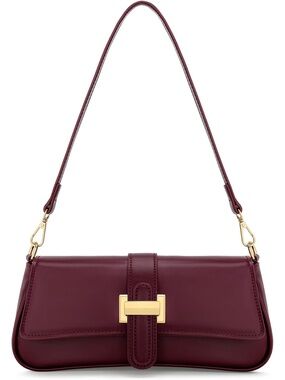 〽️ Women's Burgundy Vegan Leather Small Hobo Mini Clutch Purses Crossbody Bag